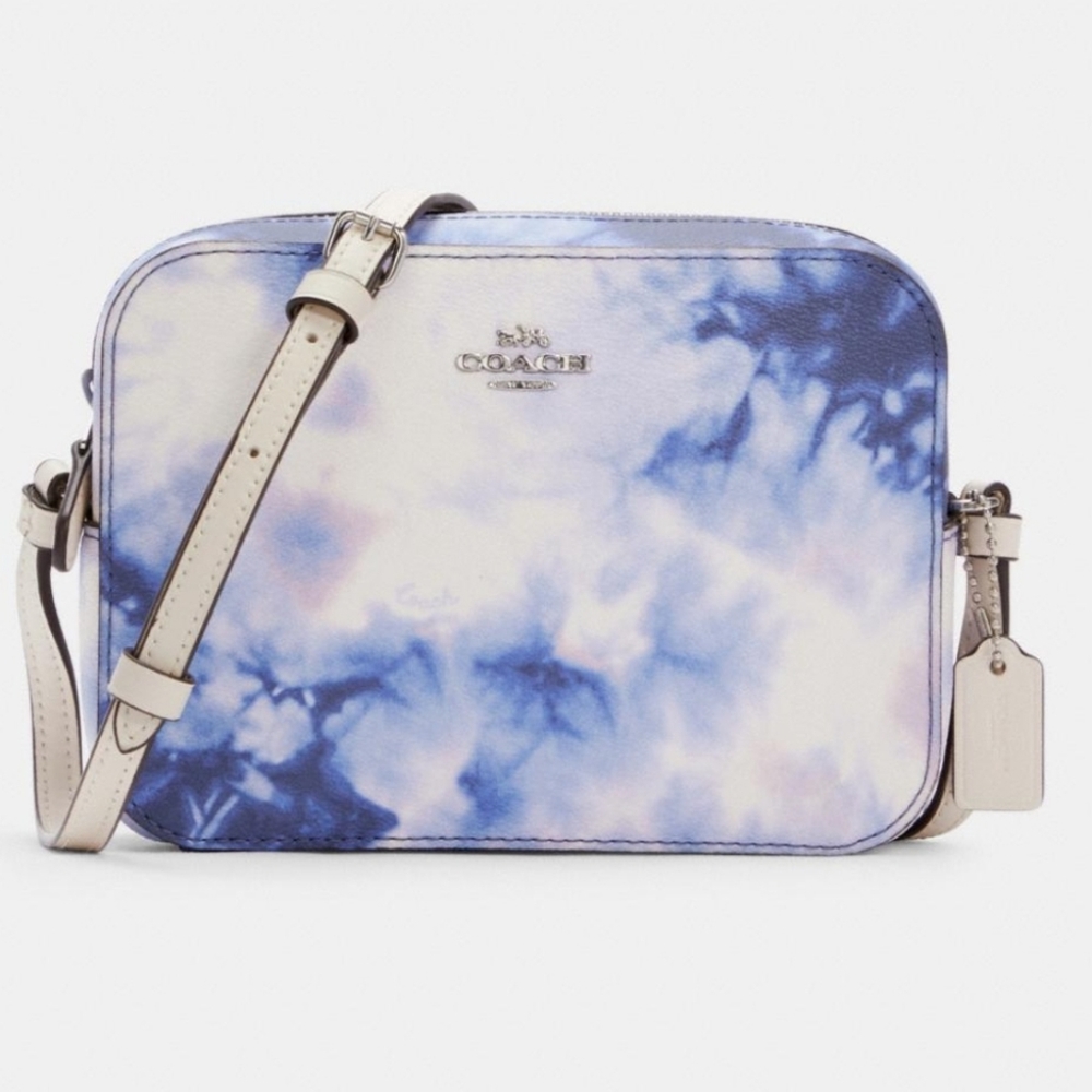 Coach Tie Dye Camera Bag Crossbody Purse Blue/Lilac/Pink/White EUC